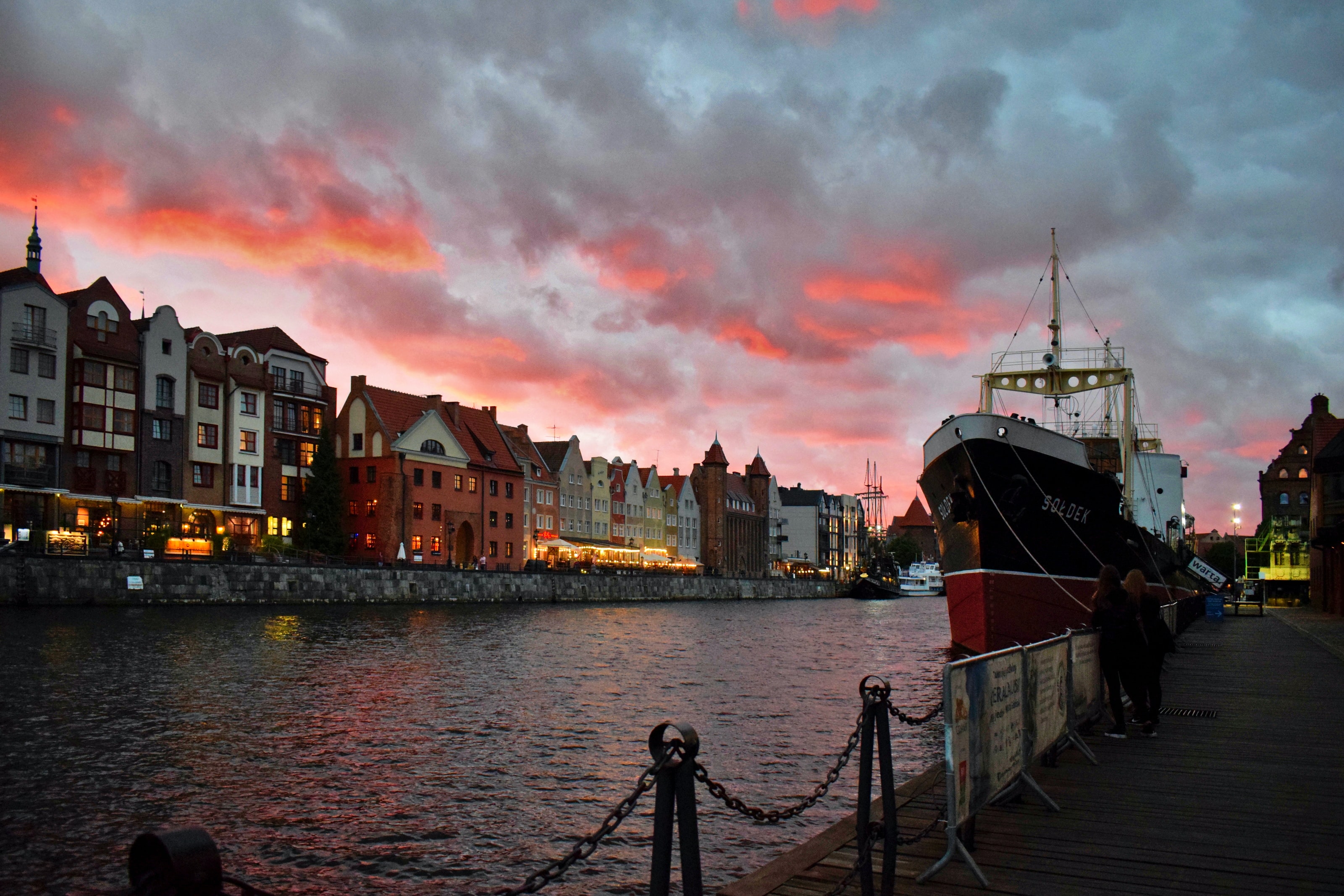 Dramatic sky over the Gdansk Pier, Poland