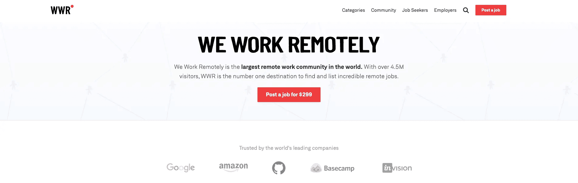 We Work Remotely homepage - A remote work job board